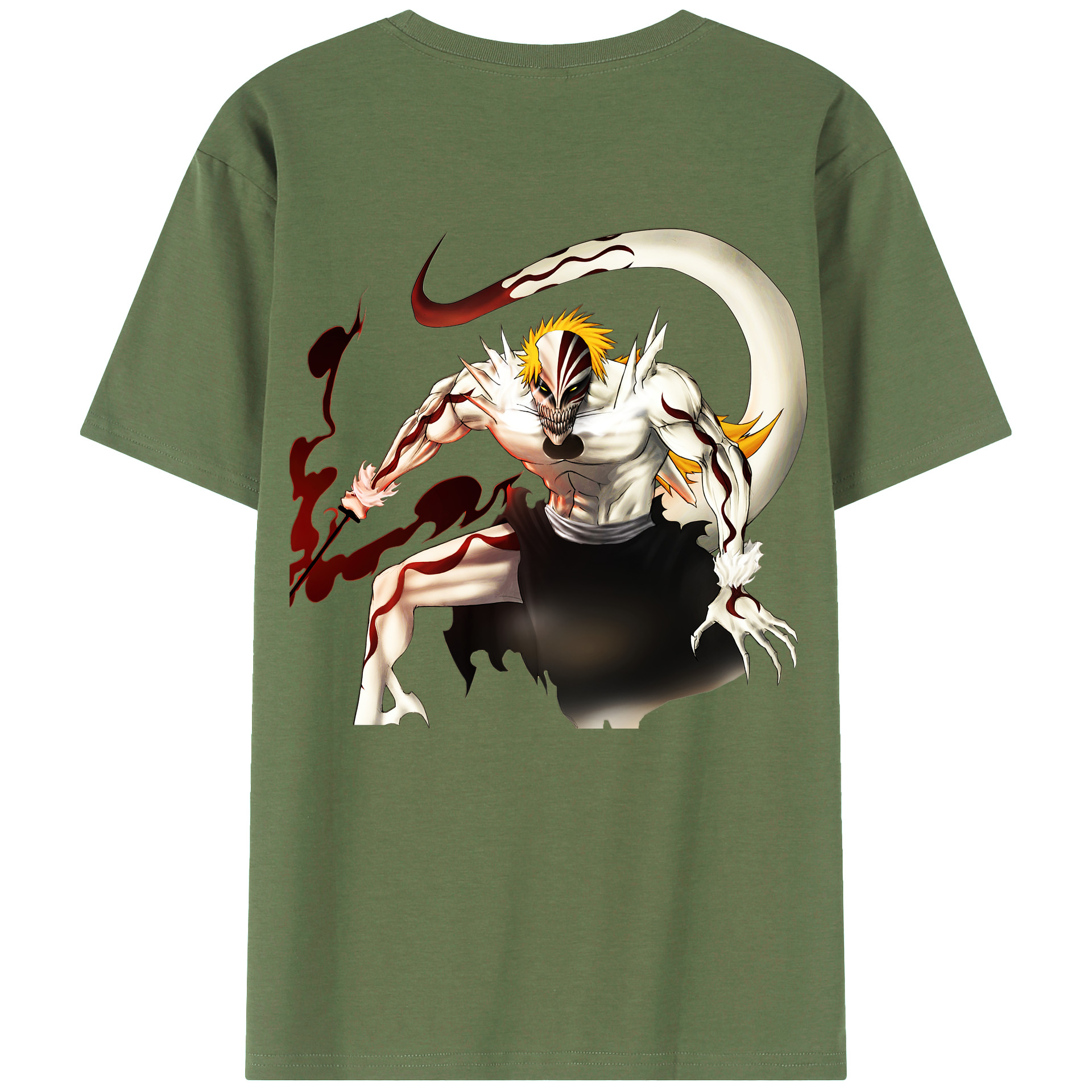 （画像用） ブリーチ 黒崎一護（くろさき いちご）BLEACH Kurosaki Ichigo 綿100％ メンズ半袖Tシャツ（バックプリント） 通気性